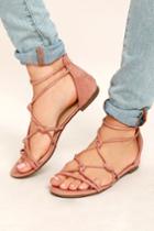 Betani | Rosabel Pink Suede Gladiator Sandal Heels | Size 6.5 | Vegan Friendly | Lulus