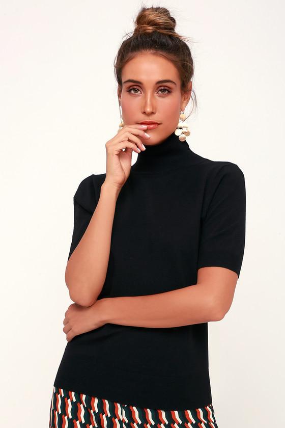 Touch Of Class Black Short Sleeve Turtleneck Top | Lulus