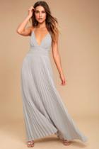 Lulus | Depths Of My Love Grey Maxi Dress | Size X-small | 100% Polyester