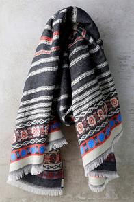 Lulus Cold Front Navy Blue Print Scarf