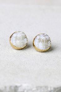 Lulus Dream Walking Gold And Ivory Earrings