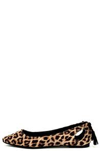Qupid Just Like That Camel Leopard Suede Cutout Flats