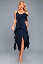 Keepsake Love Bound Navy Blue Midi Dress