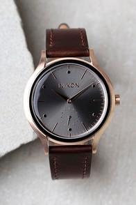 Nixon Sala Rose Gold And Burgundy Leather Watch