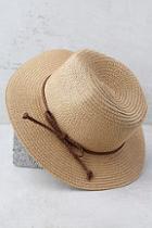Lulus Love At Sunset Tan Straw Fedora Hat