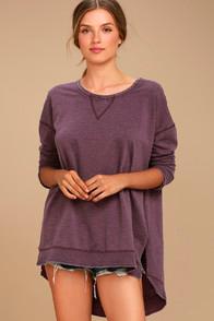 Z Supply The Weekender Washed Plum Purple Sweatshirt