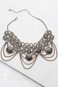Lulus Daydream Vacation Antiqued Gold Choker Necklace