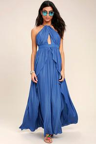 Lulus On My Own Blue Maxi Dress
