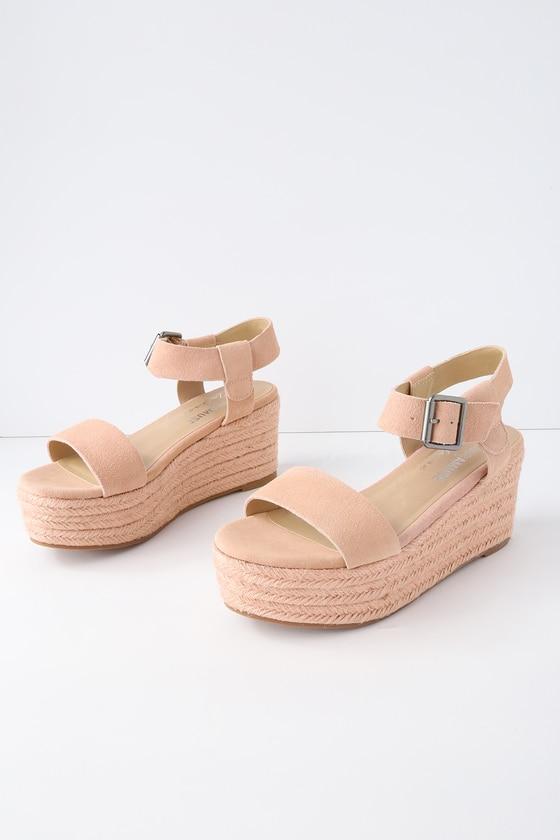Matisse Siena Blush Suede Leather Espadrille Flatform Sandals | Lulus