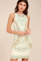 Lulus I'm With You Cream Sequin Sleeveless Bodycon Dress