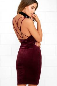 Lulus Wow-worthy Burgundy Velvet Bodycon Dress
