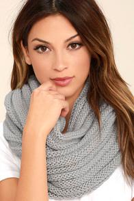 Lulus Cuddle Love Light Grey Knit Infinity Scarf