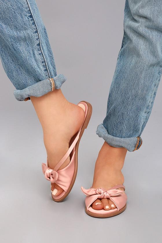 Liliana | Tia Dusty Pink Satin Knotted Slide Sandal Heels | Size 8.5 | Lulus