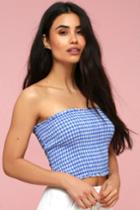 Cute To Boot Light Blue Gingham Tube Top | Lulus