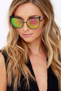 Quay Lana Black And Pink Mirrored Sunglasses