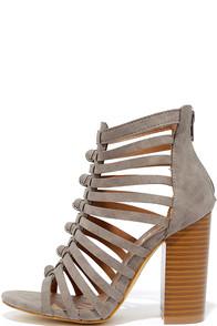 Mi.im Glide Past Grey Caged Peep-toe Heels