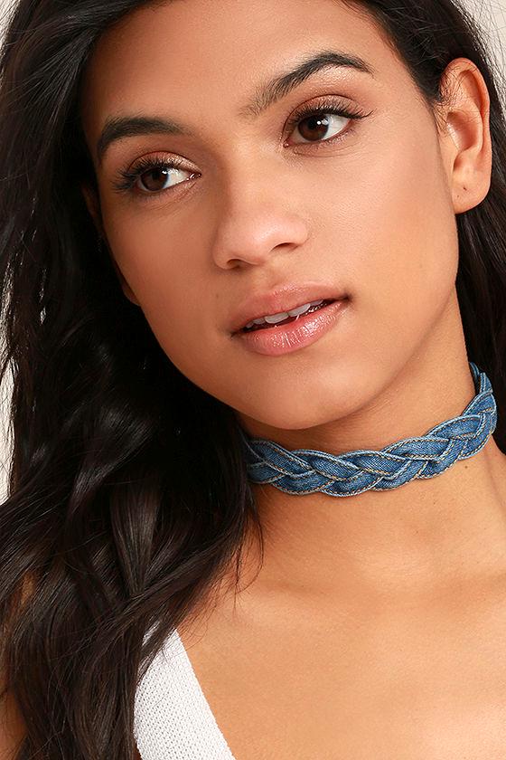Vanessa Mooney | Maureen Blue Denim Choker Necklace | Lulus