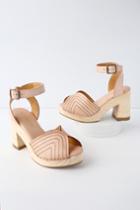 Very Volatile Leominster Nude Leather Platform Sandal Heels | Lulus