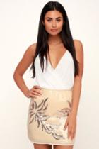 Gea Gold And Cream Leaf Print Sequin Mini Skirt | Lulus