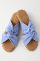 Santana Blue Striped Slide Sandal Heels | Lulus