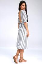 Pier Of Influence Blue And White Striped Midi Dress | Lulus