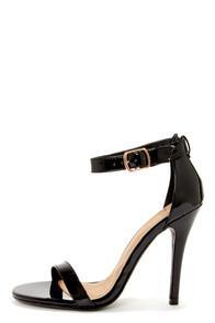 My Delicious Chacha Black Patent Single Strap High Heels