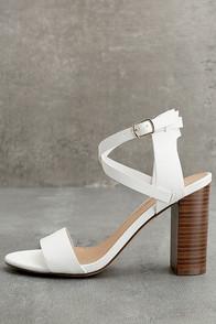 Breckelle's Madelaine White Ankle Strap Heels