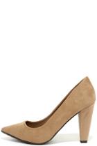 Breckelle's Kiiara Natural Suede Pointed Pumps
