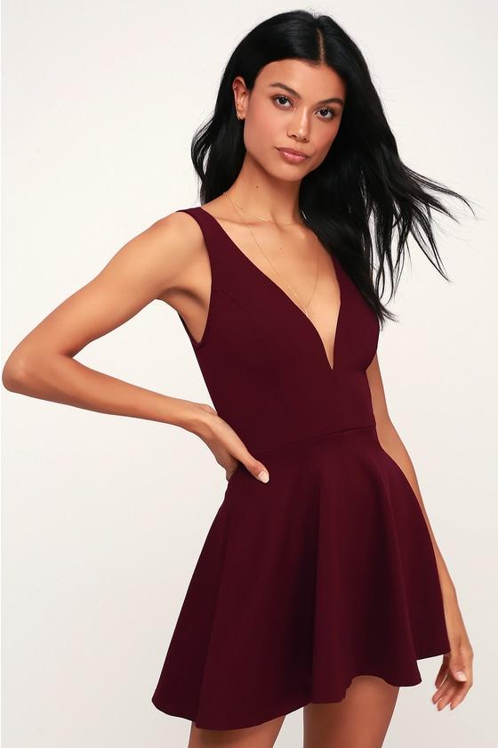 I Feel Good Burgundy Skort Dress | Lulus