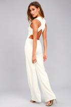 Lulus | Thinking Out Loud White Backless Jumpsuit | Size X-small | 100% Polyester