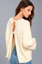 Evidnt Maurice Cream Backless Sweater Top
