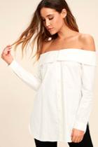 Lulus Chelsea Off-white Off-the-shoulder Long Sleeve Top