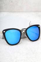 Lulus Style For Miles Black And Blue Mirrored Sunglasses