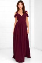 Marine Blu | Make Me Move Burgundy Maxi Dress | Size X-small | Red | 100% Polyester | Lulus
