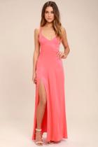 Lulus Bridgetown Beauty Coral Pink Maxi Dress