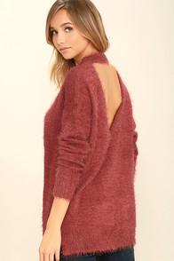 Love Riche Bundle Of Hugs Rust Red Backless Sweater