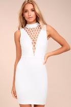Lulus Lavish Lattice White Bodycon Dress