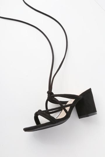 Machi Abbie Black Suede Lace-up Heels | Lulus