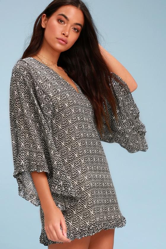 Amuse Society Moon Goddess Beige Print Bell Sleeve Shift Dress | Lulus