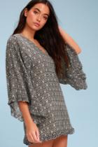 Amuse Society Moon Goddess Beige Print Bell Sleeve Shift Dress | Lulus