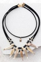 Lulus Clairvoyant Black And Gold Layered Choker Necklace