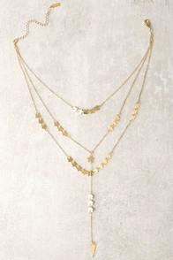 Lulus Shine All Night Gold Layered Necklace