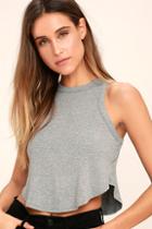 Lulus Gimme More Heather Grey Crop Top