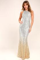 Lulus Infinite Dreams Gold And Silver Ombre Sequin Maxi Dress