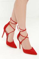 Lulus Michele Red Lace-up Heels