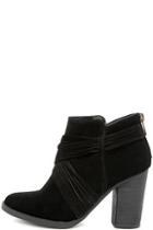 Bamboo Olena Black Suede Ankle Booties