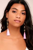 Vanessa Mooney Daisy Pink Silk Tassel Earrings