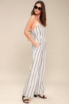 Chesapeake White Striped Wide-leg Jumpsuit | Lulus