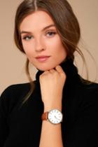 Lulus | Time To Shine Silver And Brown Watch | Vegan Friendly