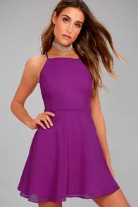Lulus Letter Of Love Magenta Backless Skater Dress
